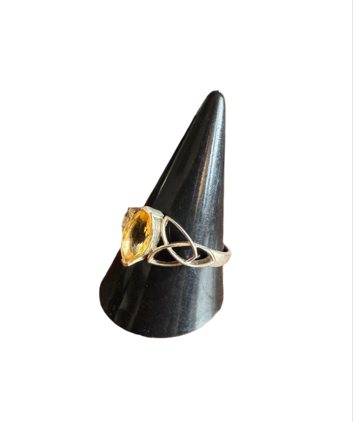 Citrine Crystal Set in Celtic Sterling Silver Ring