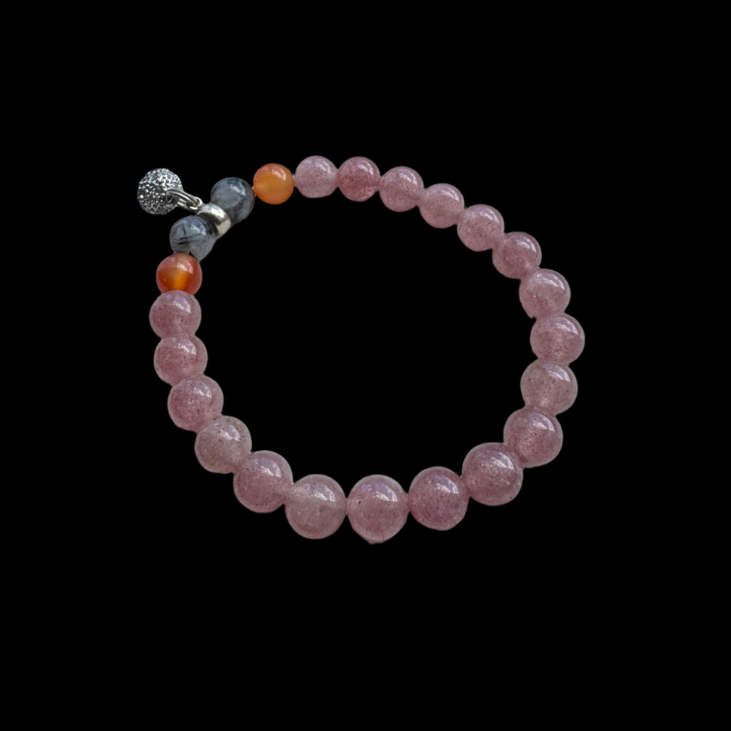 Crystal Bestie Bracelet - Strawbery Quartz, Orange Agate and Tourmalated Quartz