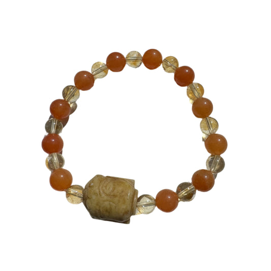 Crystal Bracelet - Aventurine and Citrine with Jade Buddha