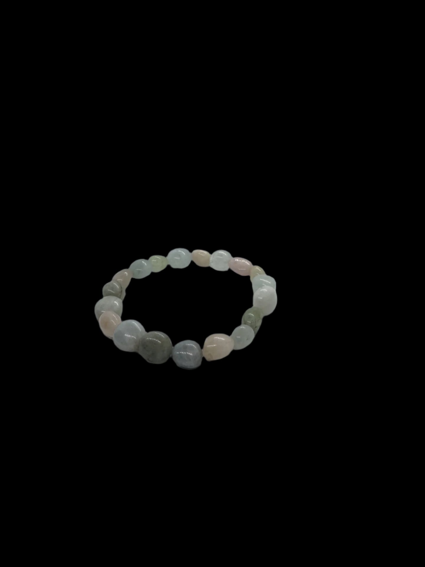 Morganite and aquamarine stretch crystal bracelet