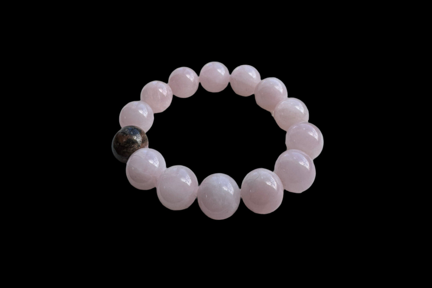 Crystal Bracelet - Rose Quartz and Rhodonite Large Bead