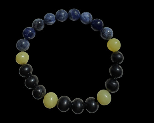 Crystal Bracelet - "Storm" with Sodalite, Shungite and Lemon Serpentine