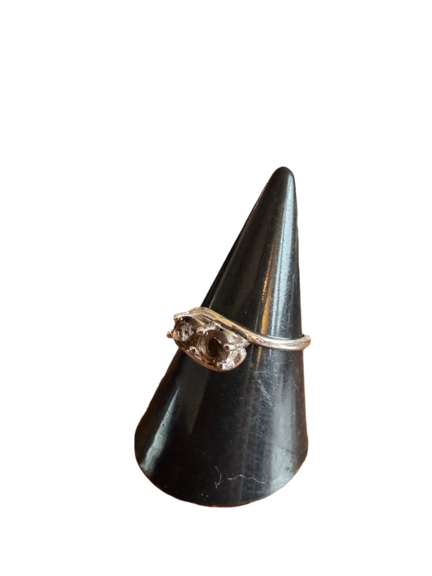 Double Smoky Quartz Sterling Silver Ring