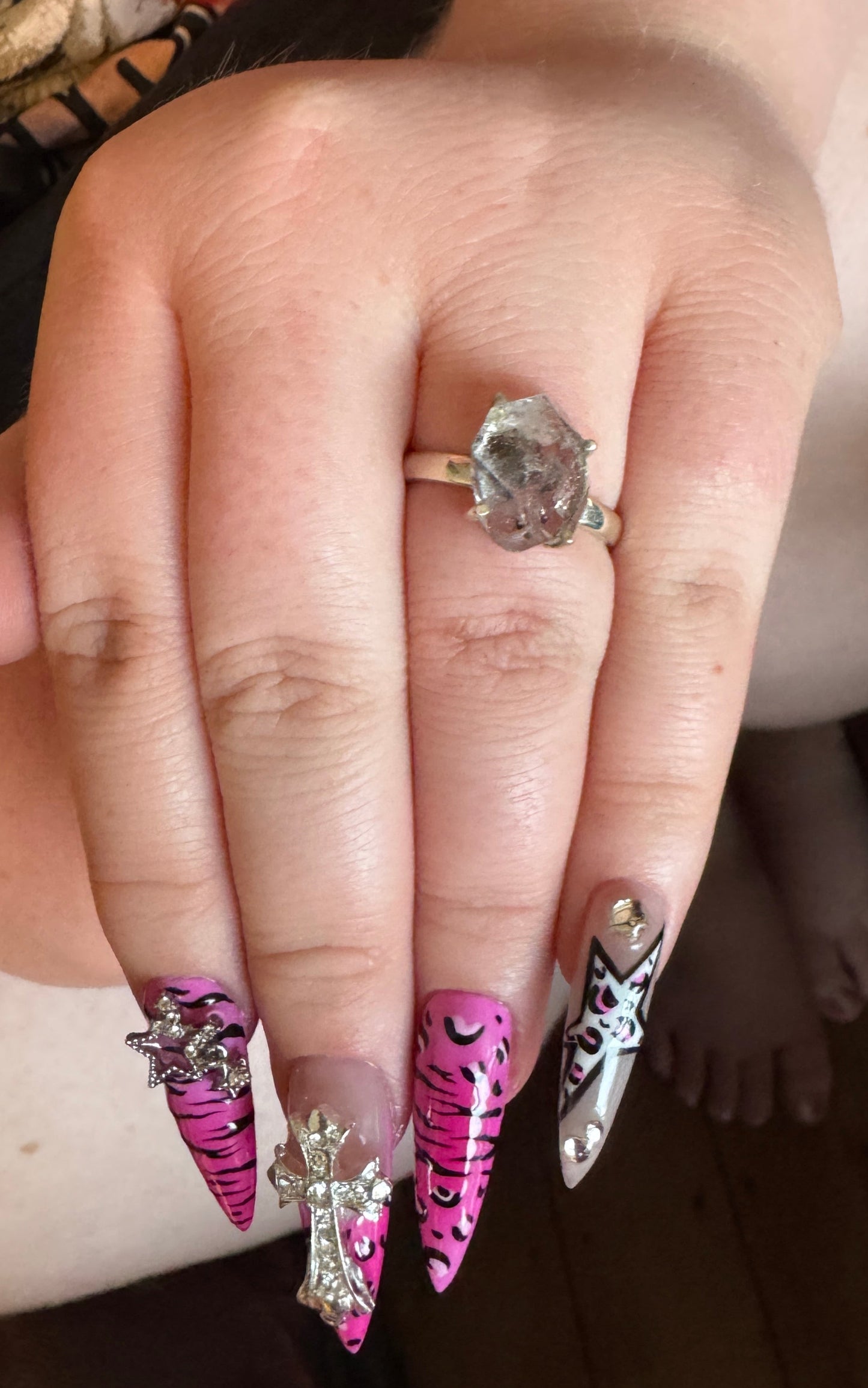 Large Rough Herkimer Diamond Sterling Silver Ring