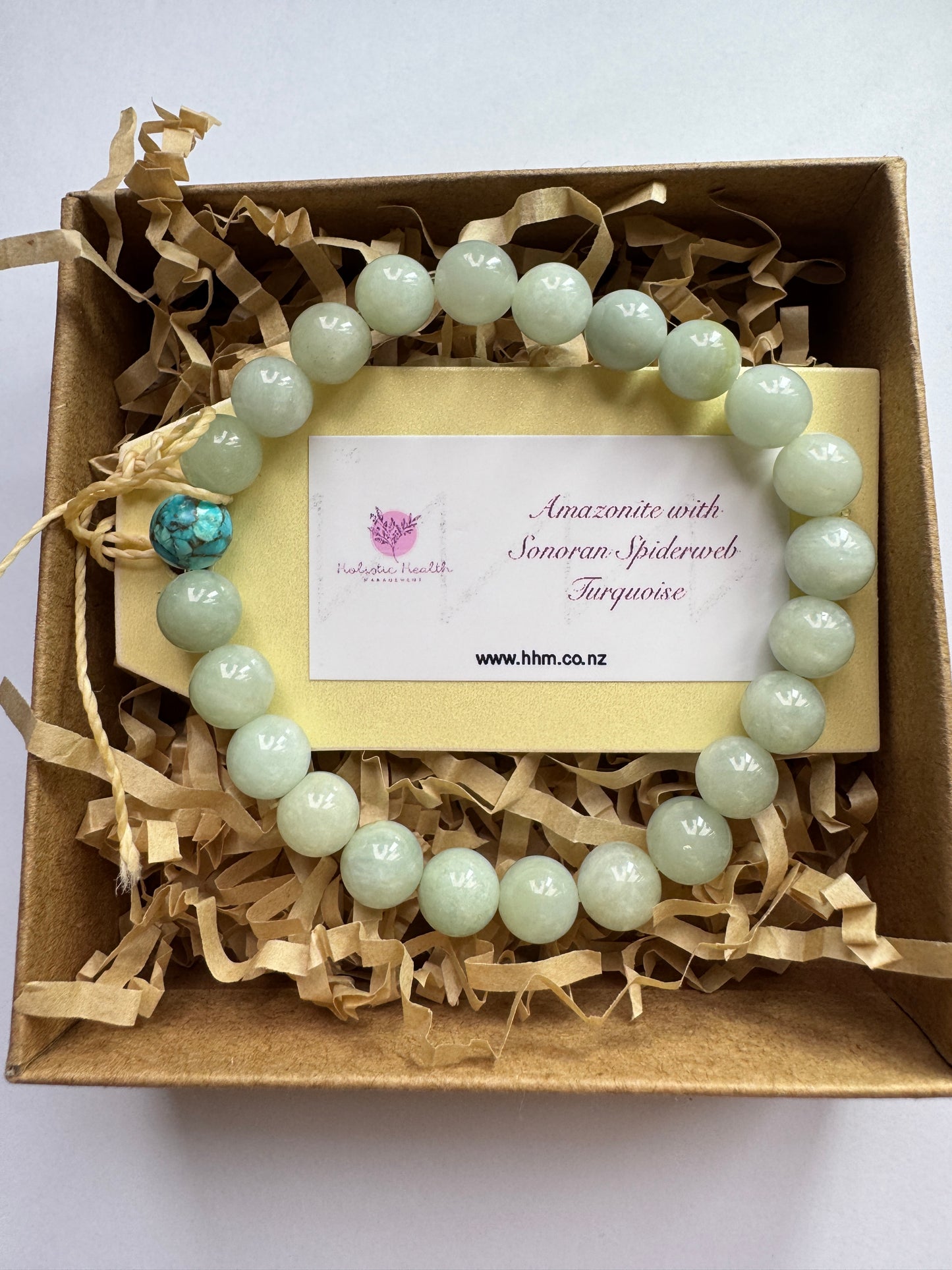 Crystal Bracelet - Amazonite with Sonoran Spiderweb Turquoise