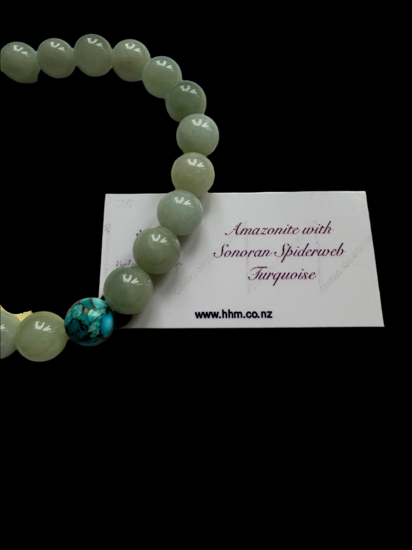 Crystal Bracelet - Amazonite with Sonoran Spiderweb Turquoise