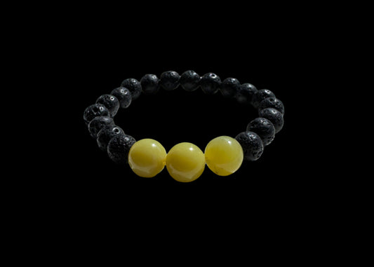 Crystal Bracelet - Full Moon - Lava Stone and Lemon Serpentine
