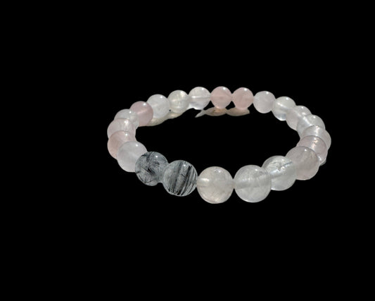 Crystal Bracelet - Rose Quartz and Tourmalated Quartz