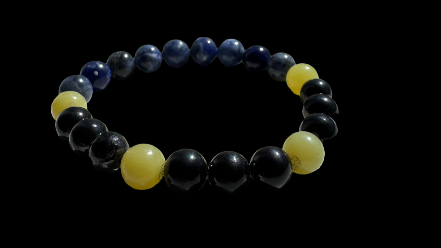 Crystal Bracelet - "Storm" with Sodalite, Shungite and Lemon Serpentine