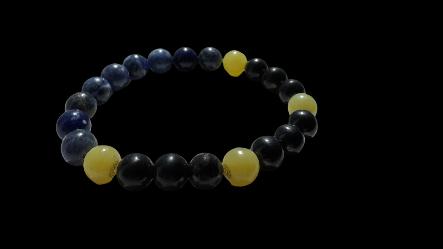 Crystal Bracelet - "Storm" with Sodalite, Shungite and Lemon Serpentine