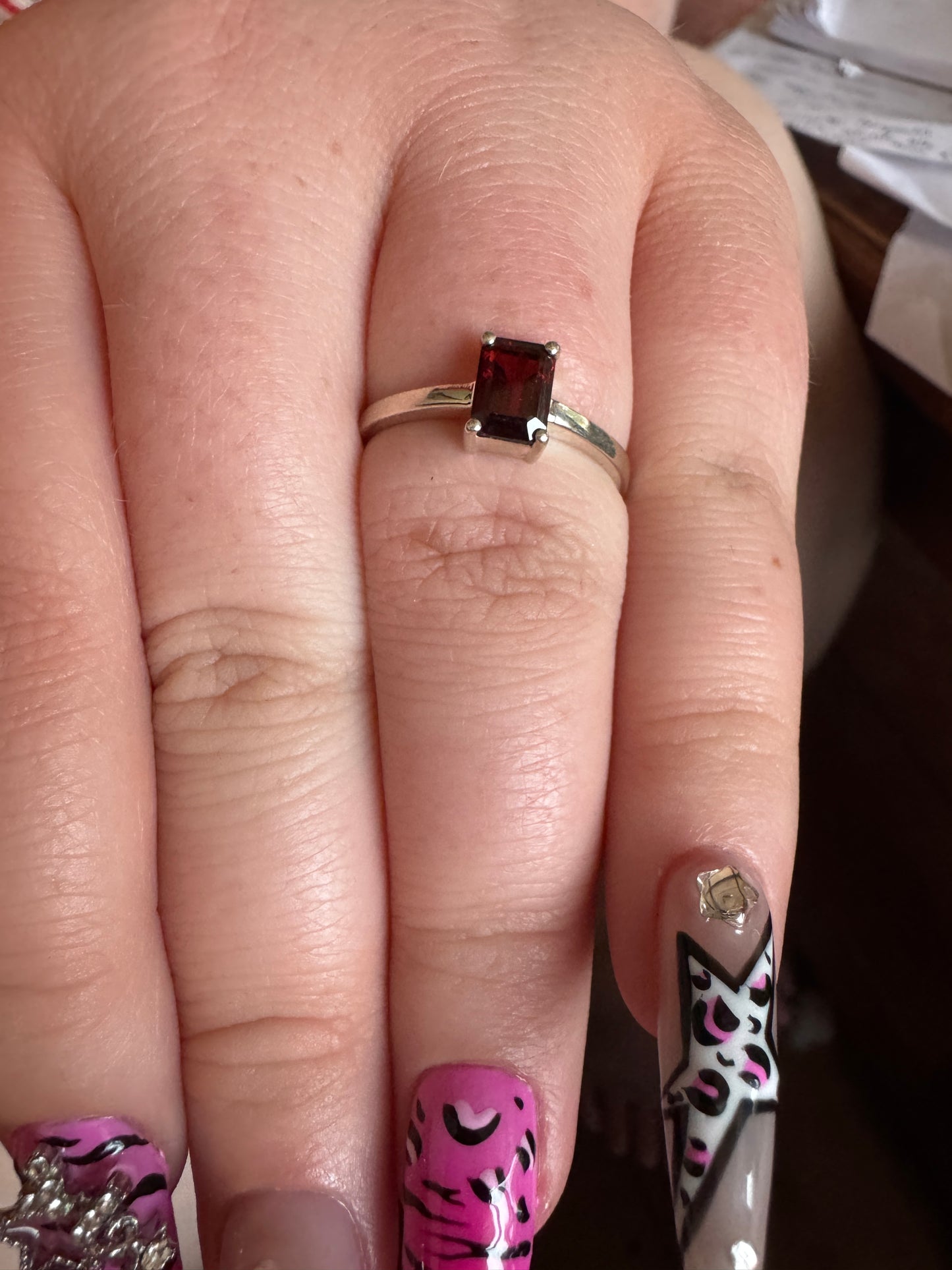 Garnet in Sterling Silver Ring