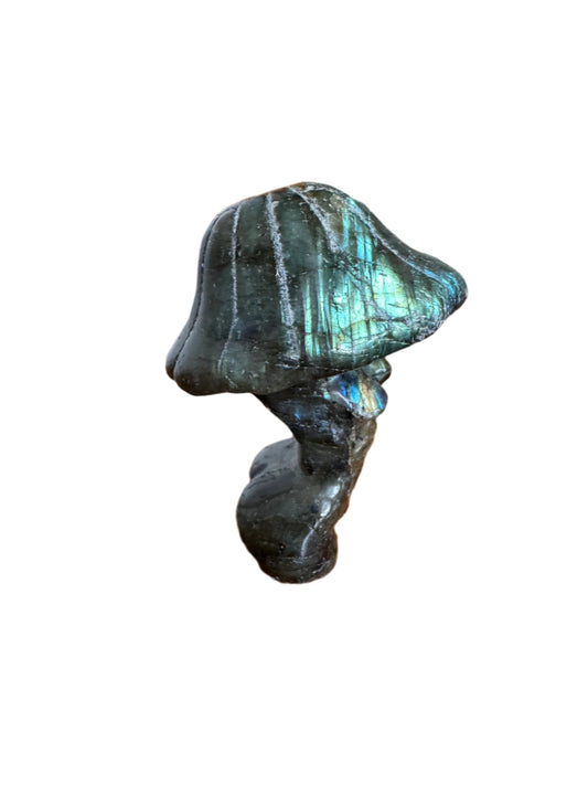 Small Labradorite Lady Mushroom Figure