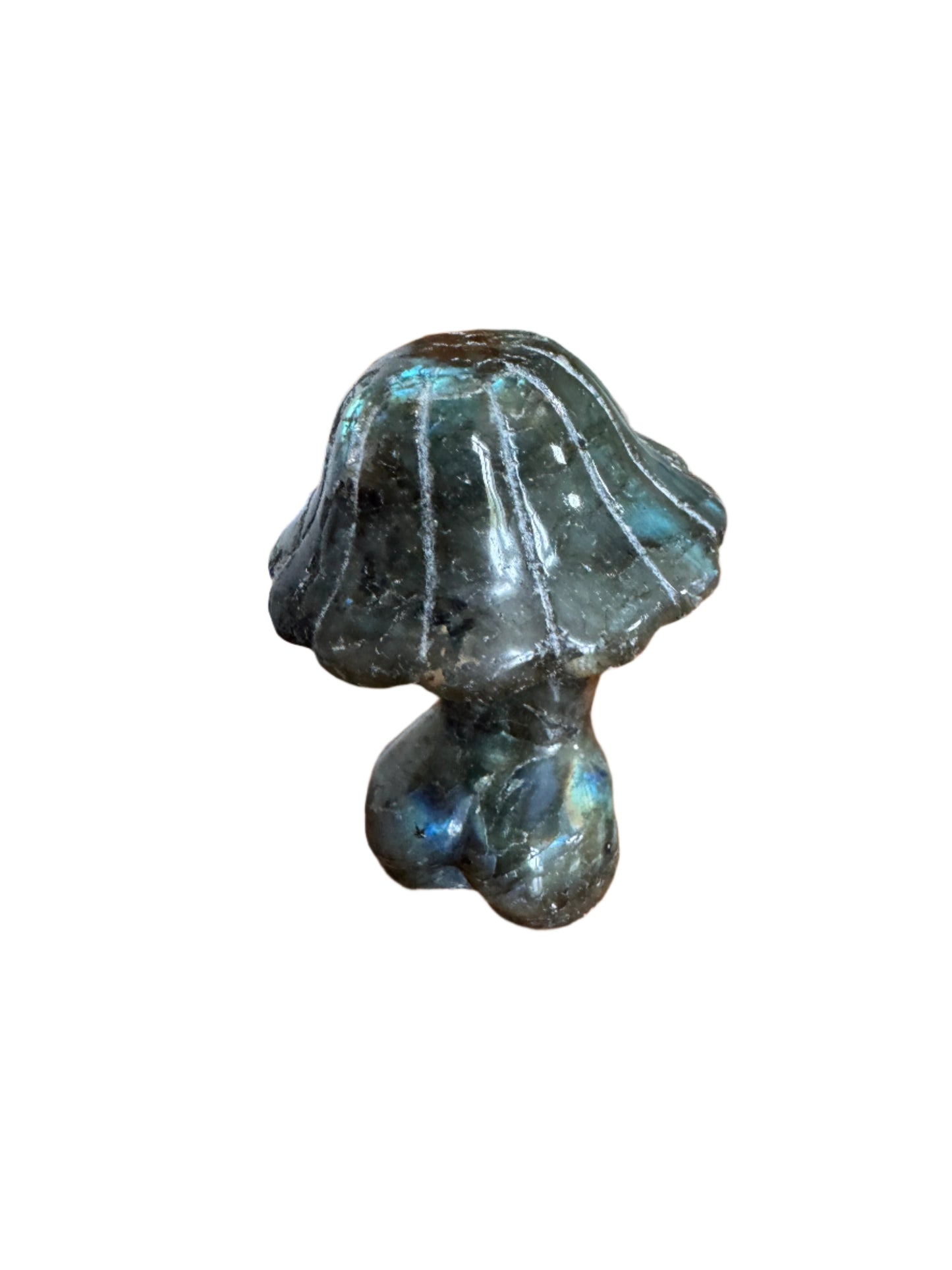 Small Labradorite Lady Mushroom Figure