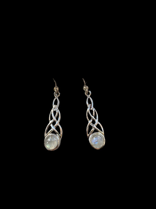 Moonstone Sterling Silver Celtic Drop Earrings