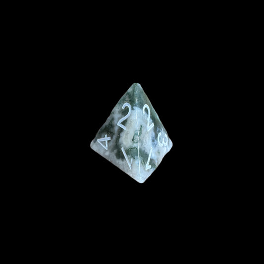 D4 Dice - Moss Agate