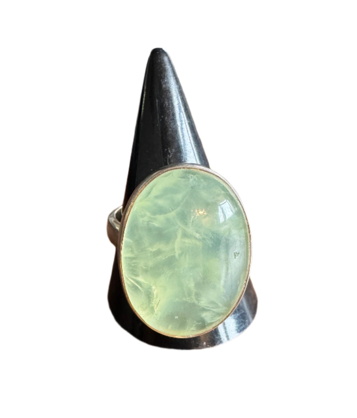 Sterling Silver Ring with Prehnite