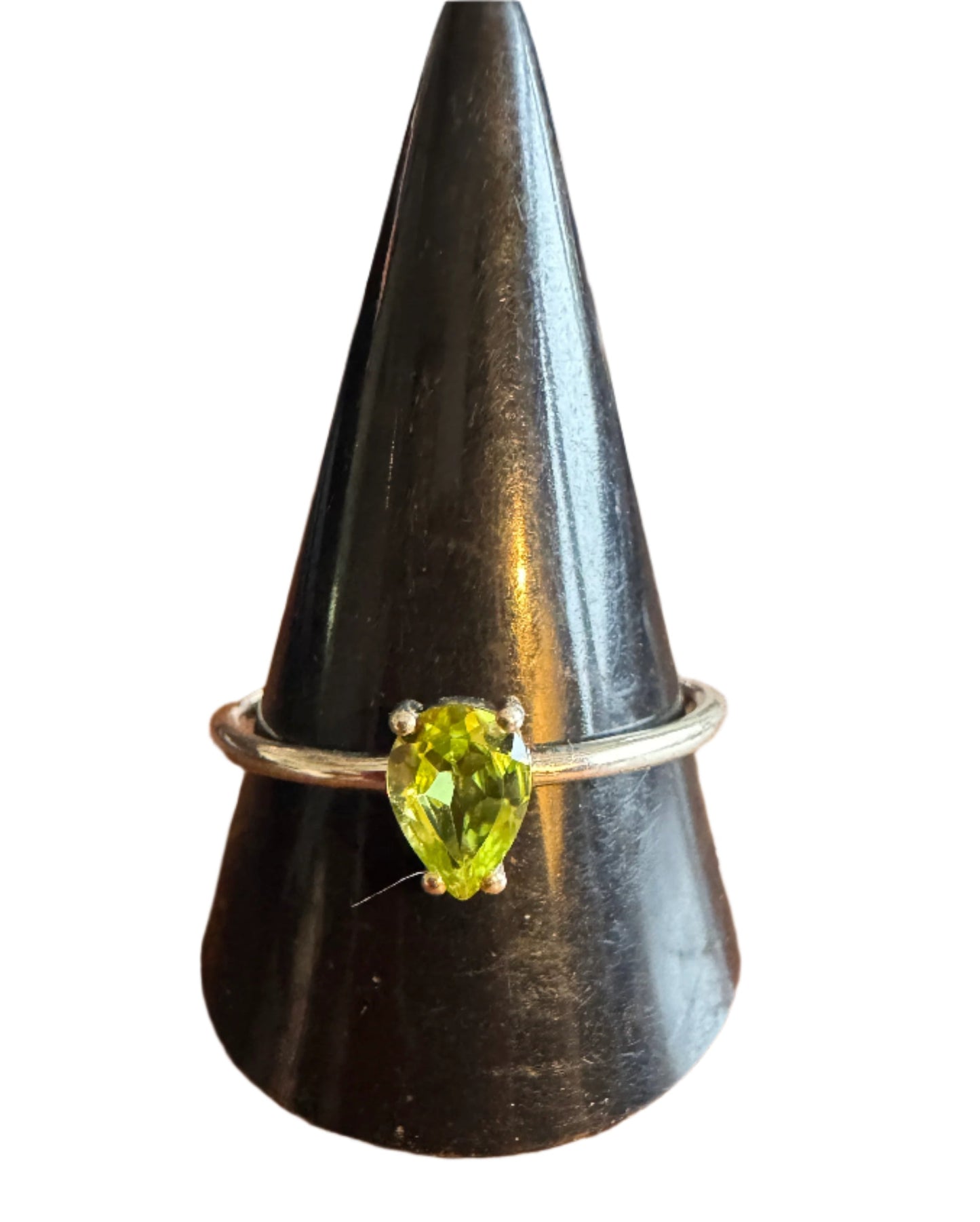 Sterling Silver Ring with Peridot Teardrop