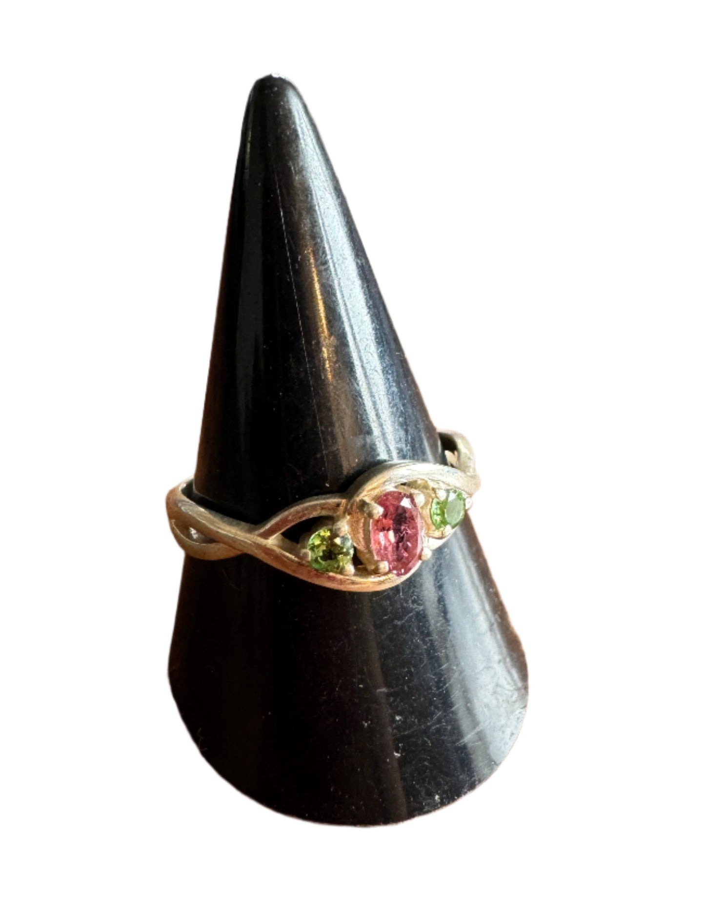 Sterling Silver Ring with Watermelon Tourmaline