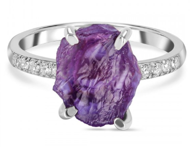 Amethyst and White Topaz Sterling Silver Ring